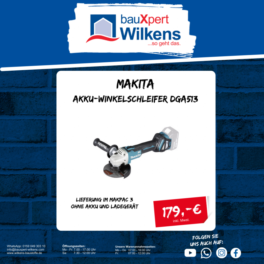 Makita Akku-Winkelschleifer DGA513